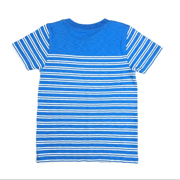 CREWCUTS | Kids' Striped Pocket T-shirt in Blue - Picture 3 of 6